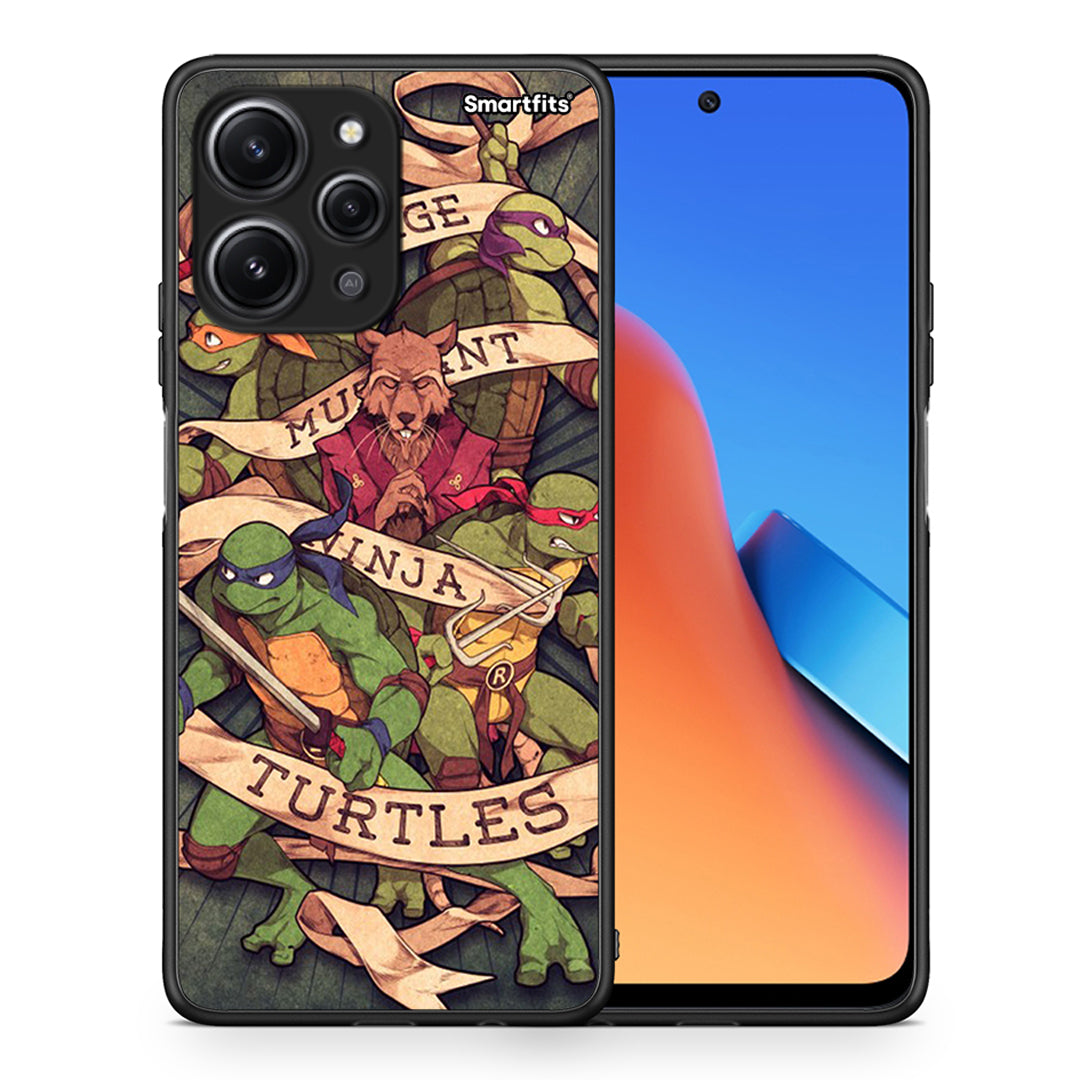 Θήκη Xiaomi Redmi 12 4G Ninja Turtles από τη Smartfits με σχέδιο στο πίσω μέρος και μαύρο περίβλημα | Xiaomi Redmi 12 4G Ninja Turtles case with colorful back and black bezels