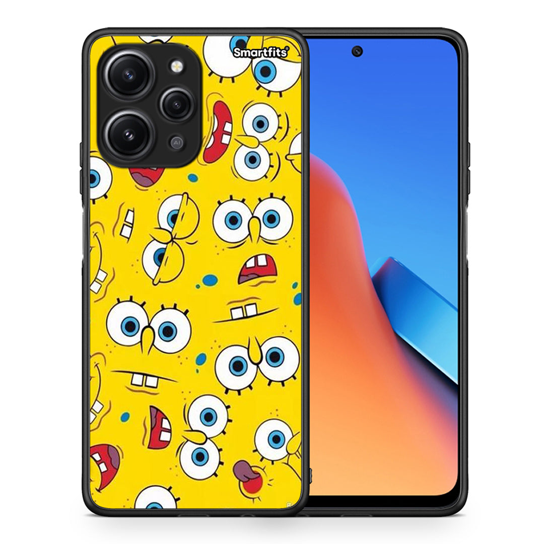 Θήκη Xiaomi Redmi 12 4G Sponge PopArt από τη Smartfits με σχέδιο στο πίσω μέρος και μαύρο περίβλημα | Xiaomi Redmi 12 4G Sponge PopArt case with colorful back and black bezels