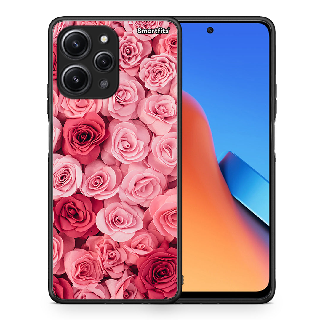 Θήκη Xiaomi Redmi 12 4G RoseGarden Valentine από τη Smartfits με σχέδιο στο πίσω μέρος και μαύρο περίβλημα | Xiaomi Redmi 12 4G RoseGarden Valentine case with colorful back and black bezels