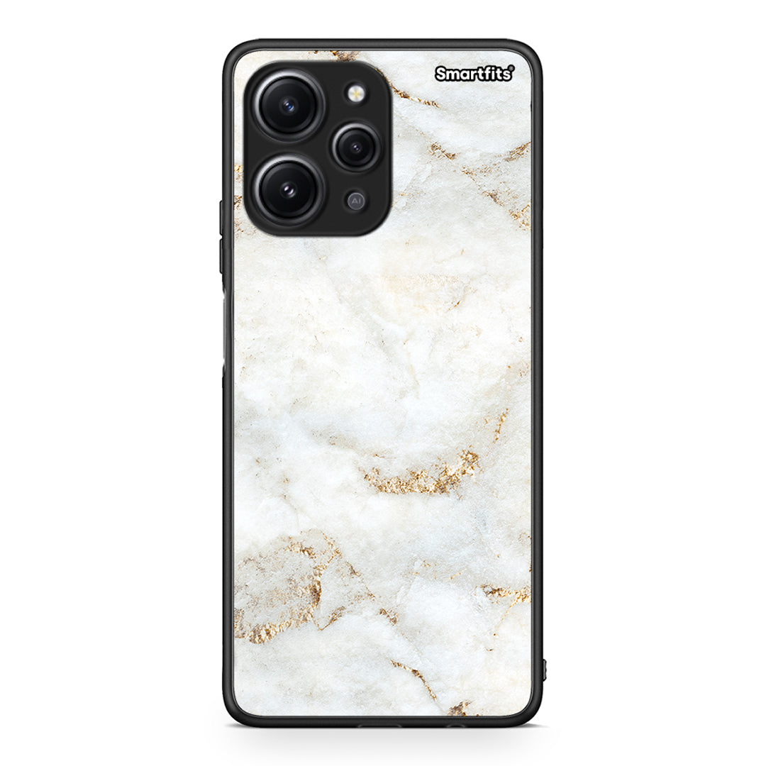 Xiaomi Redmi 12 4G White Gold Marble θήκη από τη Smartfits με σχέδιο στο πίσω μέρος και μαύρο περίβλημα | Smartphone case with colorful back and black bezels by Smartfits