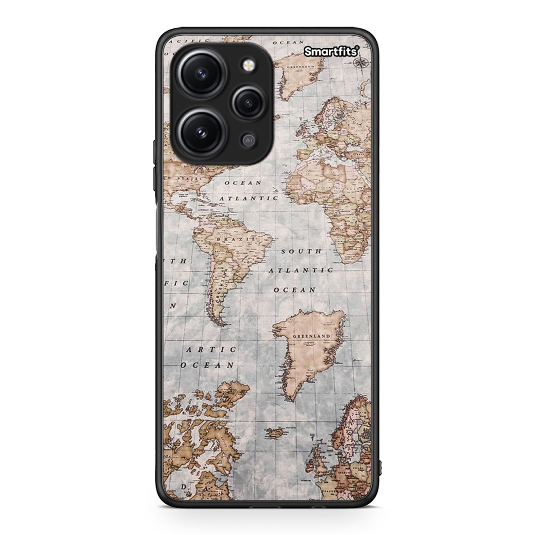 Xiaomi Redmi 12 4G World Map Θήκη από τη Smartfits με σχέδιο στο πίσω μέρος και μαύρο περίβλημα | Smartphone case with colorful back and black bezels by Smartfits