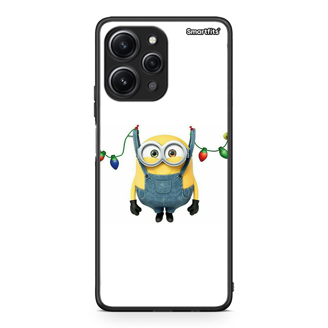 Xiaomi Redmi 12 4G Xmas Minion Lights θήκη από τη Smartfits με σχέδιο στο πίσω μέρος και μαύρο περίβλημα | Smartphone case with colorful back and black bezels by Smartfits