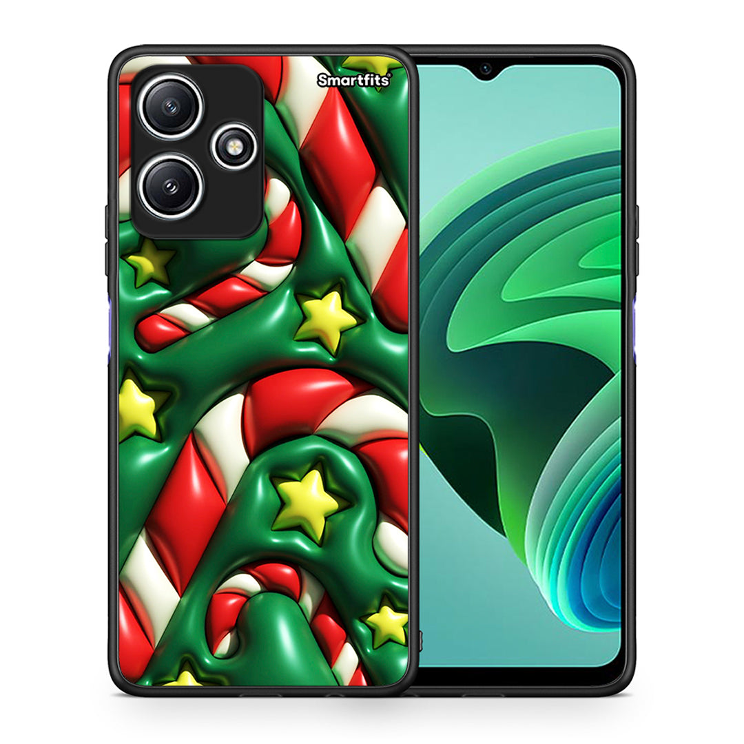 Θήκη Xiaomi Redmi 12 5G Christmas Bubbles από τη Smartfits με σχέδιο στο πίσω μέρος και μαύρο περίβλημα | Xiaomi Redmi 12 5G Christmas Bubbles case with colorful back and black bezels