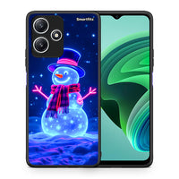 Thumbnail for Θήκη Xiaomi Redmi 12 5G Christmas Neon Snowman από τη Smartfits με σχέδιο στο πίσω μέρος και μαύρο περίβλημα | Xiaomi Redmi 12 5G Christmas Neon Snowman case with colorful back and black bezels