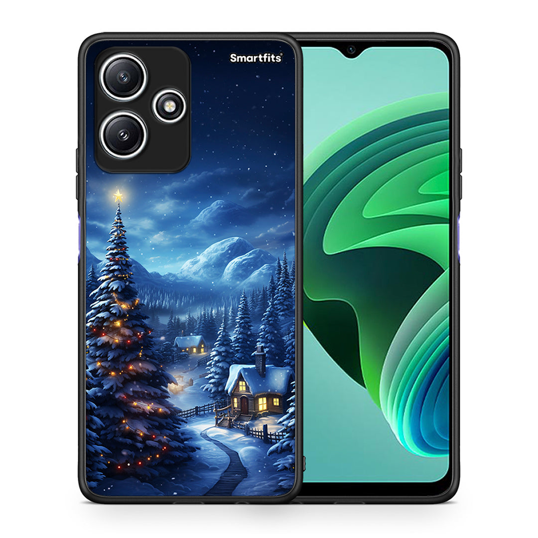 Θήκη Xiaomi Redmi 12 5G Christmas Scenery από τη Smartfits με σχέδιο στο πίσω μέρος και μαύρο περίβλημα | Xiaomi Redmi 12 5G Christmas Scenery case with colorful back and black bezels