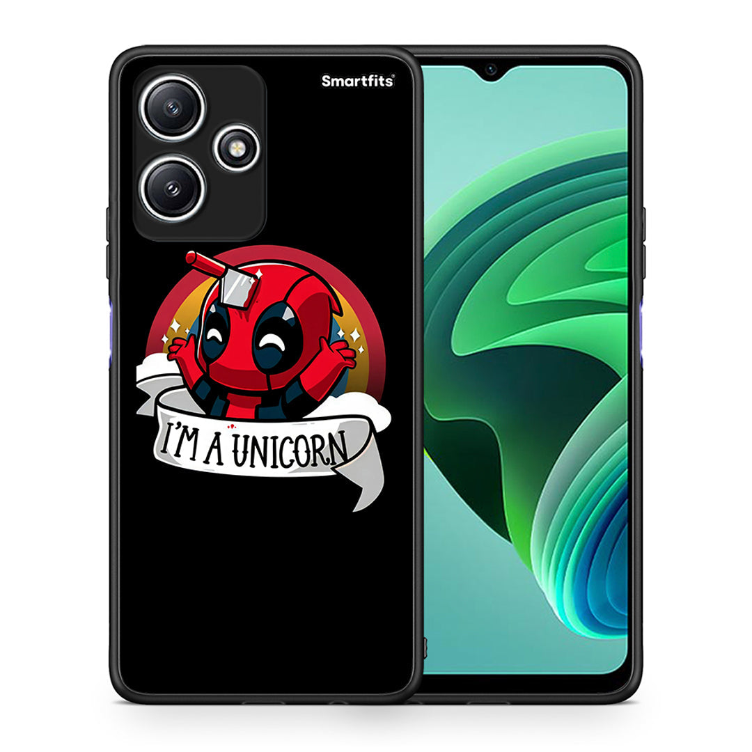 Θήκη Xiaomi Redmi 12 5G Unicorn Deadpool από τη Smartfits με σχέδιο στο πίσω μέρος και μαύρο περίβλημα | Xiaomi Redmi 12 5G Unicorn Deadpool case with colorful back and black bezels