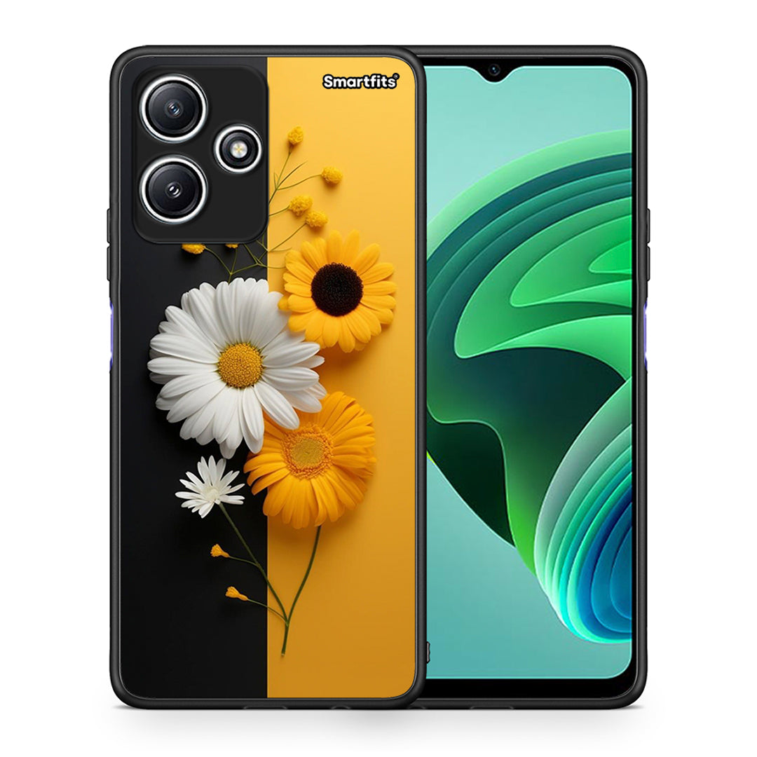 Θήκη Xiaomi Redmi 12 5G Yellow Daisies από τη Smartfits με σχέδιο στο πίσω μέρος και μαύρο περίβλημα | Xiaomi Redmi 12 5G Yellow Daisies case with colorful back and black bezels