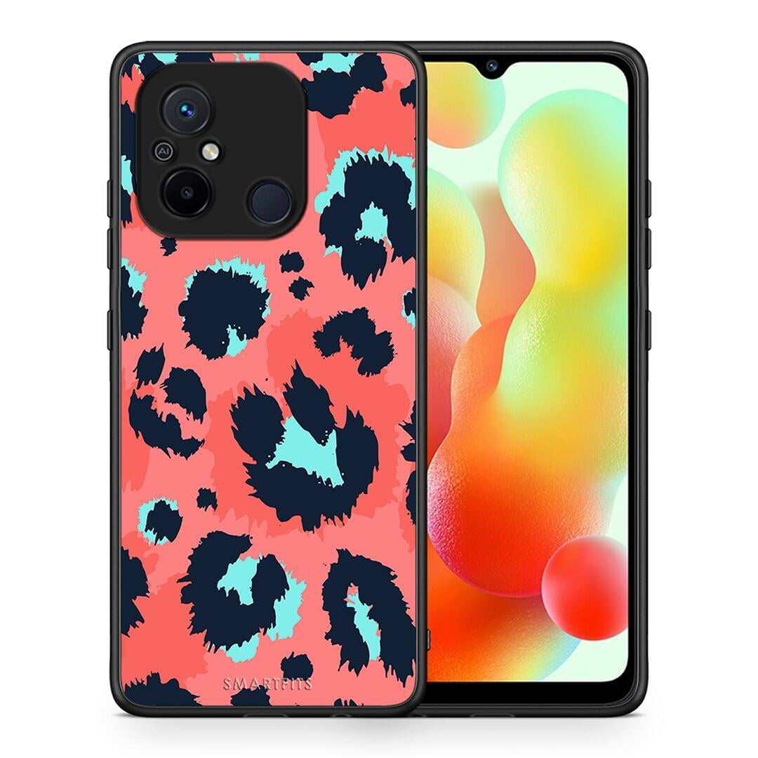 Θήκη Xiaomi Poco C55 Animal Pink Leopard από τη Smartfits με σχέδιο στο πίσω μέρος και μαύρο περίβλημα | Xiaomi Poco C55 Animal Pink Leopard Case with Colorful Back and Black Bezels