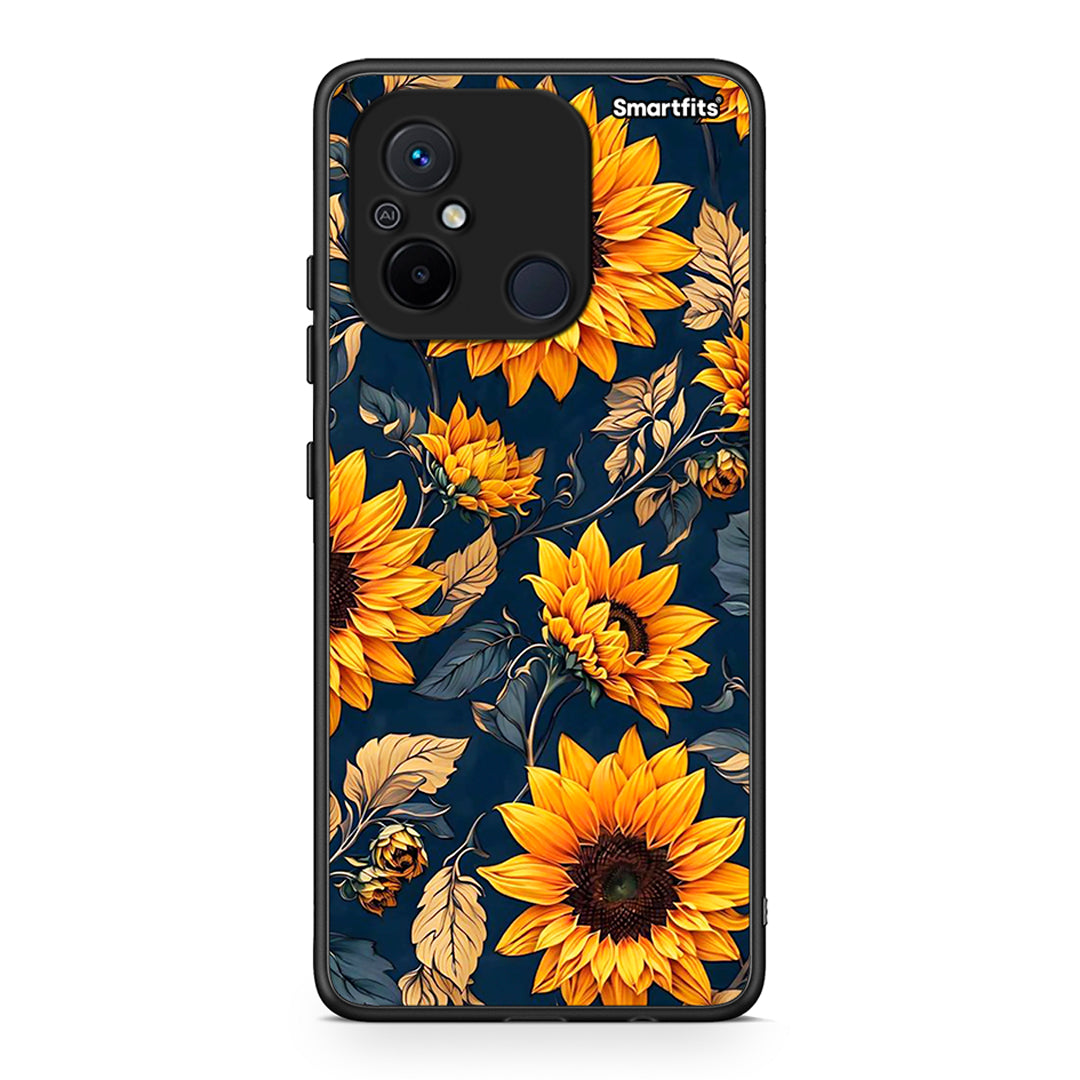 Θήκη Xiaomi Poco C55 Autumn Sunflowers από τη Smartfits με σχέδιο στο πίσω μέρος και μαύρο περίβλημα | Xiaomi Poco C55 Autumn Sunflowers Case with Colorful Back and Black Bezels