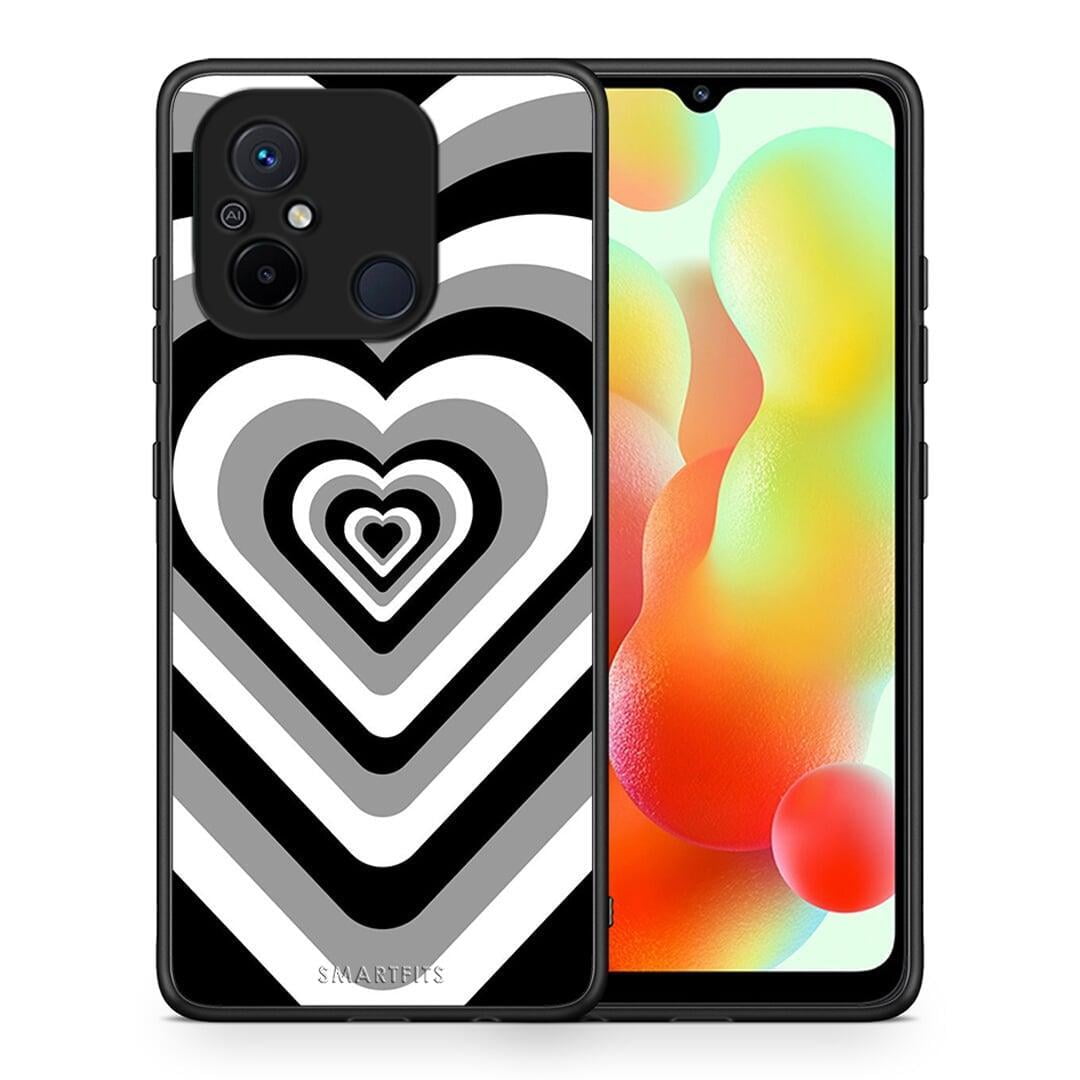 Θήκη Xiaomi Poco C55 Black Hearts από τη Smartfits με σχέδιο στο πίσω μέρος και μαύρο περίβλημα | Xiaomi Poco C55 Black Hearts Case with Colorful Back and Black Bezels