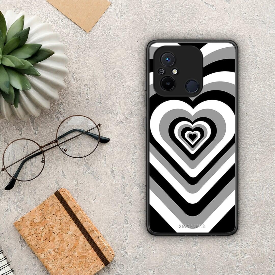 Θήκη Xiaomi Poco C55 Black Hearts από τη Smartfits με σχέδιο στο πίσω μέρος και μαύρο περίβλημα | Xiaomi Poco C55 Black Hearts Case with Colorful Back and Black Bezels