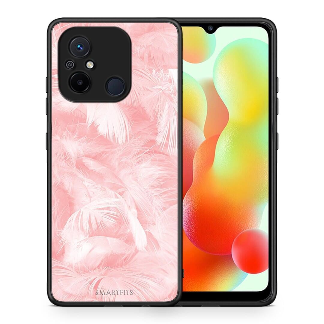 Θήκη Xiaomi Poco C55 Boho Pink Feather από τη Smartfits με σχέδιο στο πίσω μέρος και μαύρο περίβλημα | Xiaomi Poco C55 Boho Pink Feather Case with Colorful Back and Black Bezels