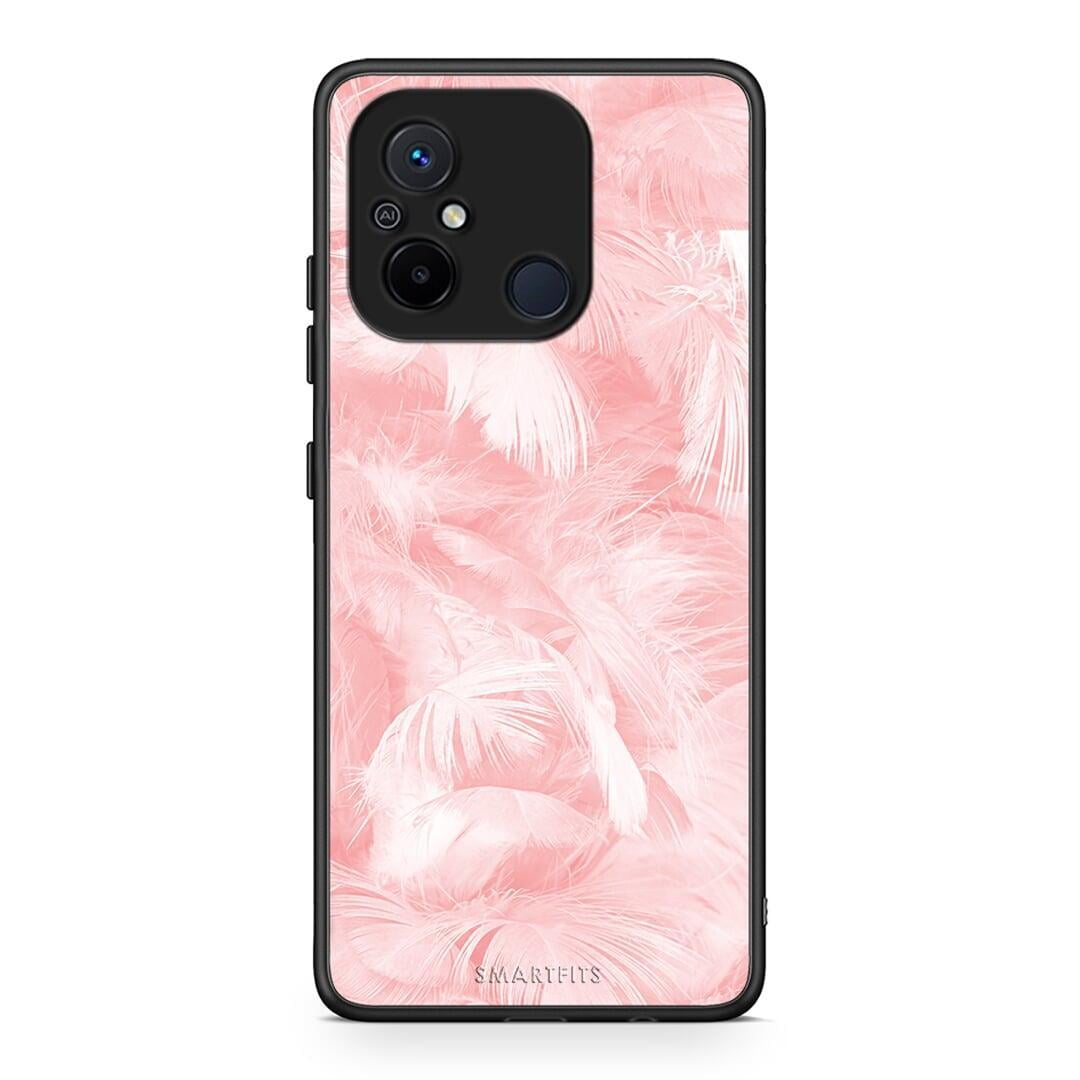 Θήκη Xiaomi Poco C55 Boho Pink Feather από τη Smartfits με σχέδιο στο πίσω μέρος και μαύρο περίβλημα | Xiaomi Poco C55 Boho Pink Feather Case with Colorful Back and Black Bezels