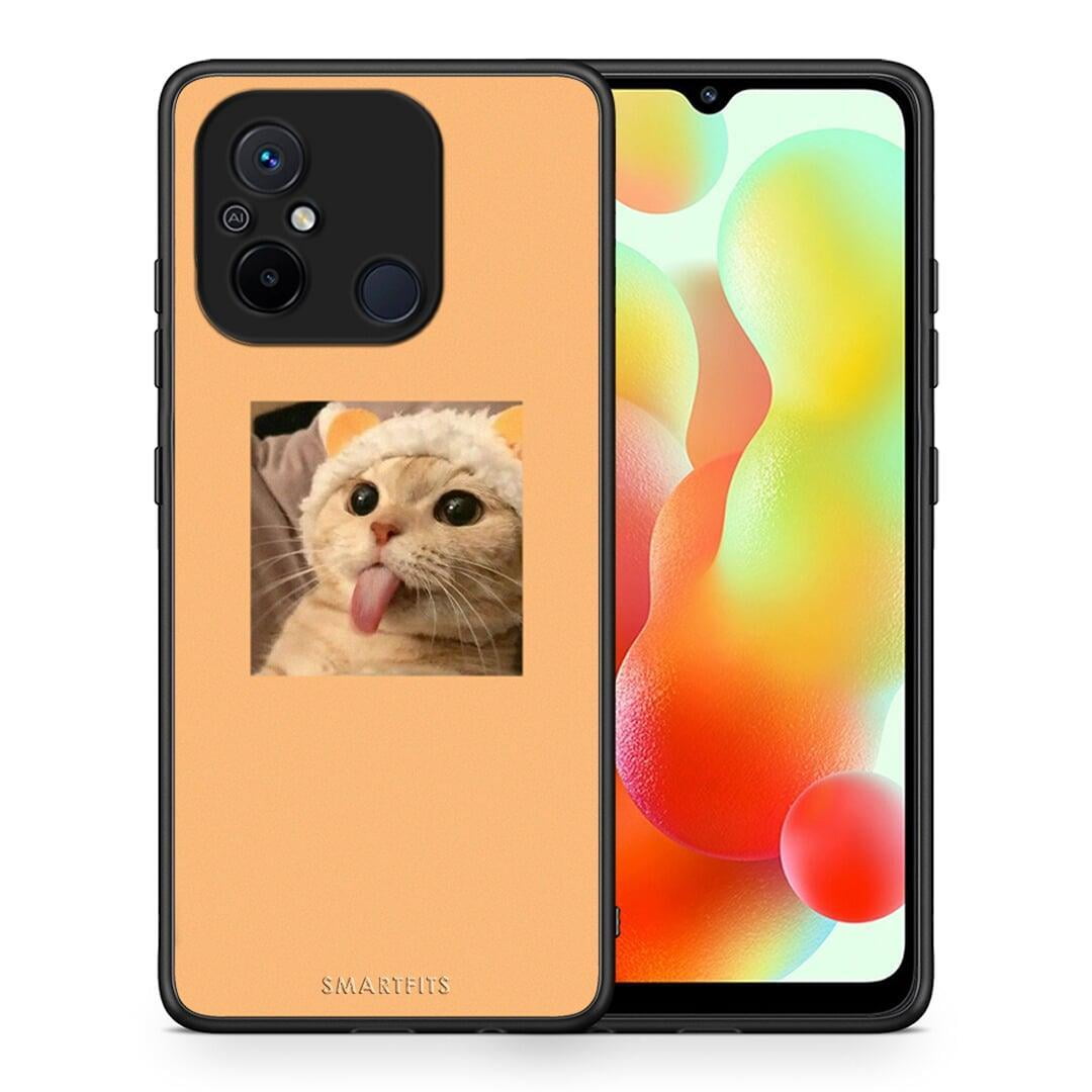 Θήκη Xiaomi Poco C55 Cat Tongue από τη Smartfits με σχέδιο στο πίσω μέρος και μαύρο περίβλημα | Xiaomi Poco C55 Cat Tongue Case with Colorful Back and Black Bezels