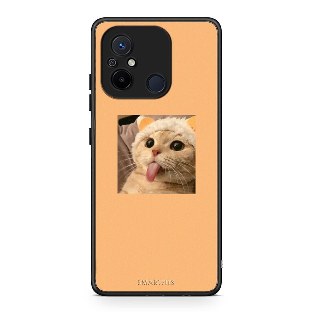 Θήκη Xiaomi Poco C55 Cat Tongue από τη Smartfits με σχέδιο στο πίσω μέρος και μαύρο περίβλημα | Xiaomi Poco C55 Cat Tongue Case with Colorful Back and Black Bezels