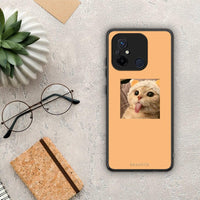 Thumbnail for Θήκη Xiaomi Poco C55 Cat Tongue από τη Smartfits με σχέδιο στο πίσω μέρος και μαύρο περίβλημα | Xiaomi Poco C55 Cat Tongue Case with Colorful Back and Black Bezels