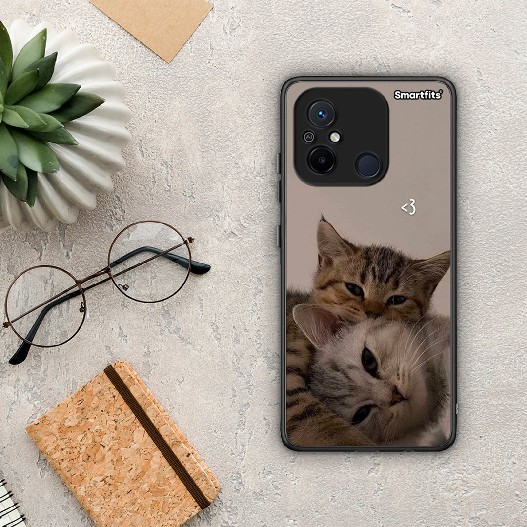 Θήκη Xiaomi Poco C55 Cats In Love από τη Smartfits με σχέδιο στο πίσω μέρος και μαύρο περίβλημα | Xiaomi Poco C55 Cats In Love Case with Colorful Back and Black Bezels