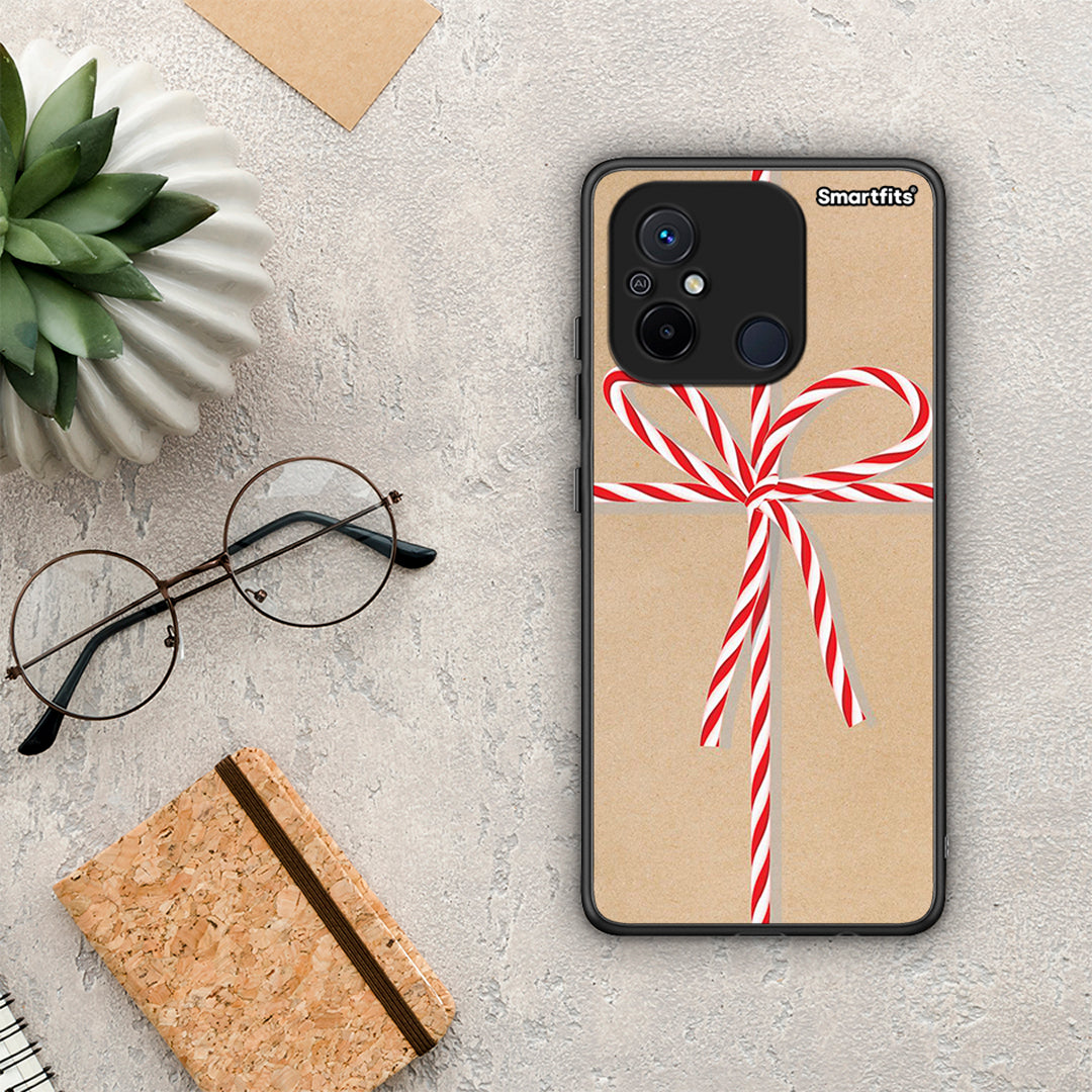 Θήκη Xiaomi Poco C55 Christmas Gift από τη Smartfits με σχέδιο στο πίσω μέρος και μαύρο περίβλημα | Xiaomi Poco C55 Christmas Gift Case with Colorful Back and Black Bezels