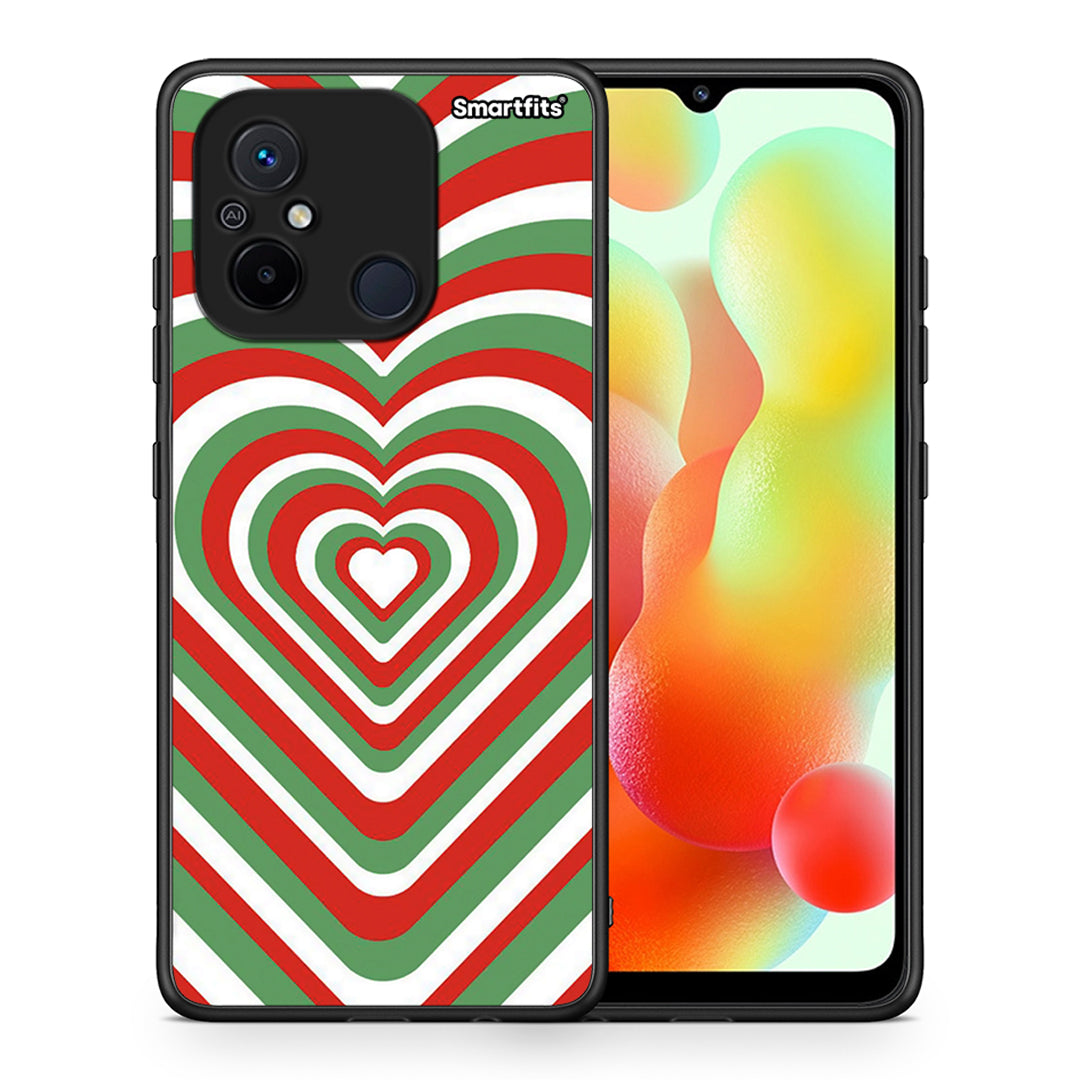 Θήκη Xiaomi Poco C55 Christmas Hearts από τη Smartfits με σχέδιο στο πίσω μέρος και μαύρο περίβλημα | Xiaomi Poco C55 Christmas Hearts Case with Colorful Back and Black Bezels