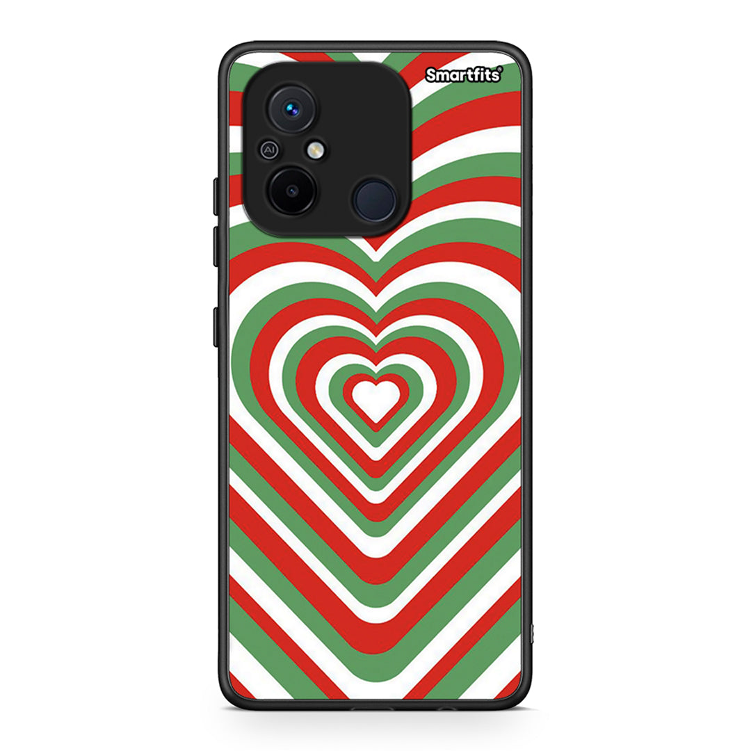 Θήκη Xiaomi Poco C55 Christmas Hearts από τη Smartfits με σχέδιο στο πίσω μέρος και μαύρο περίβλημα | Xiaomi Poco C55 Christmas Hearts Case with Colorful Back and Black Bezels