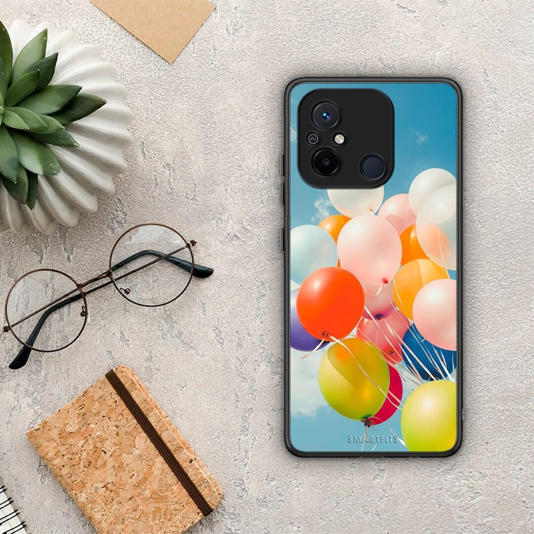 Θήκη Xiaomi Poco C55 Colorful Balloons από τη Smartfits με σχέδιο στο πίσω μέρος και μαύρο περίβλημα | Xiaomi Poco C55 Colorful Balloons Case with Colorful Back and Black Bezels