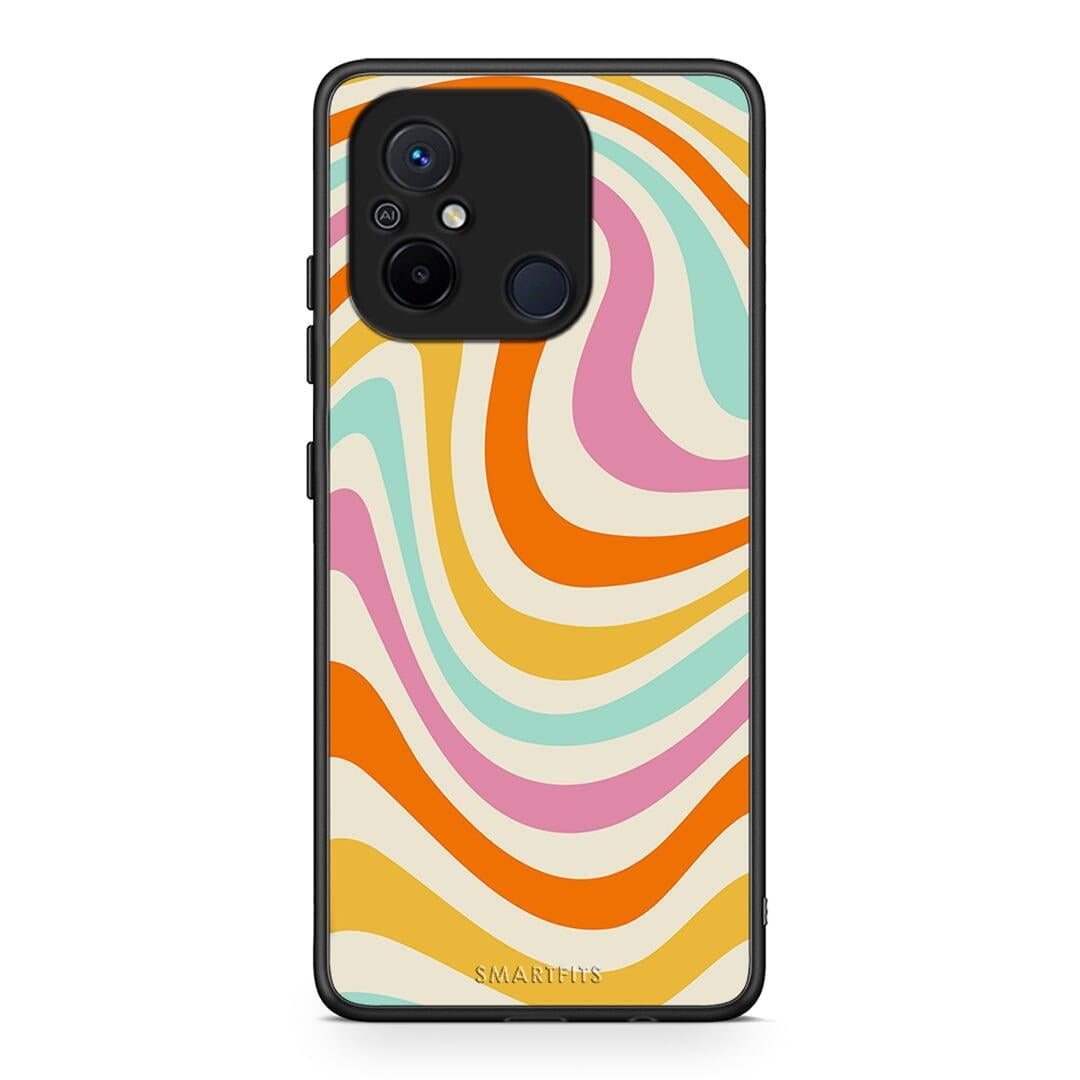 Θήκη Xiaomi Poco C55 Colourful Waves από τη Smartfits με σχέδιο στο πίσω μέρος και μαύρο περίβλημα | Xiaomi Poco C55 Colourful Waves Case with Colorful Back and Black Bezels