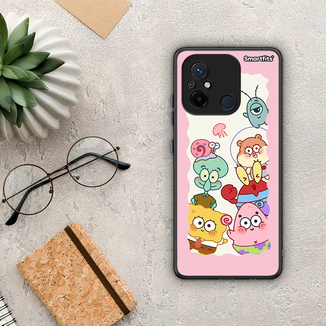 Θήκη Xiaomi Poco C55 Cute Companion από τη Smartfits με σχέδιο στο πίσω μέρος και μαύρο περίβλημα | Xiaomi Poco C55 Cute Companion Case with Colorful Back and Black Bezels