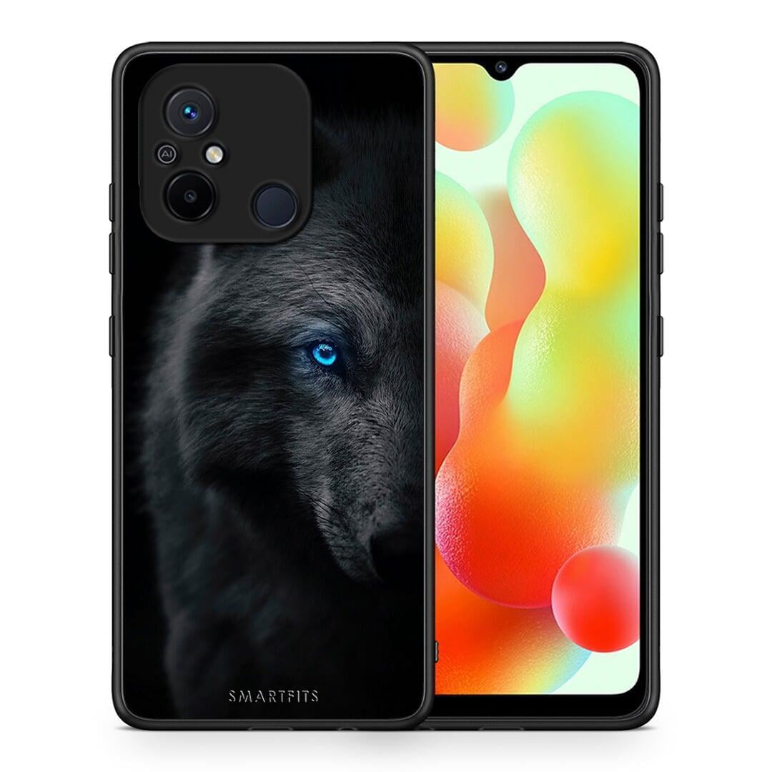 Θήκη Xiaomi Poco C55 Dark Wolf από τη Smartfits με σχέδιο στο πίσω μέρος και μαύρο περίβλημα | Xiaomi Poco C55 Dark Wolf Case with Colorful Back and Black Bezels