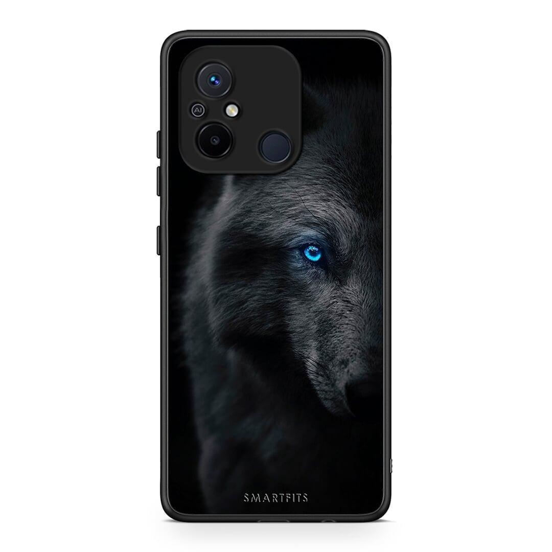 Θήκη Xiaomi Poco C55 Dark Wolf από τη Smartfits με σχέδιο στο πίσω μέρος και μαύρο περίβλημα | Xiaomi Poco C55 Dark Wolf Case with Colorful Back and Black Bezels