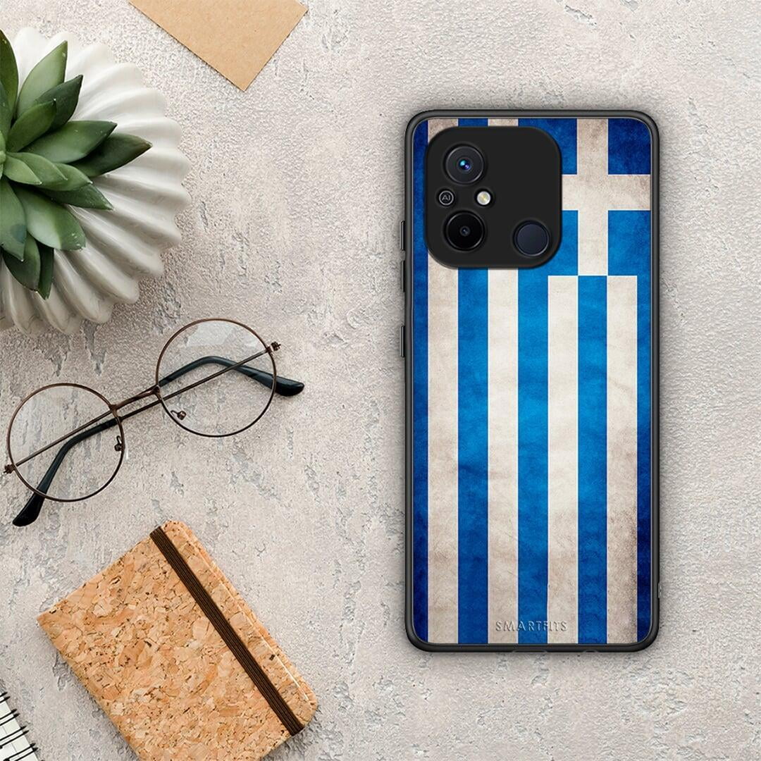 Θήκη Xiaomi Poco C55 Flag Greek από τη Smartfits με σχέδιο στο πίσω μέρος και μαύρο περίβλημα | Xiaomi Poco C55 Flag Greek Case with Colorful Back and Black Bezels