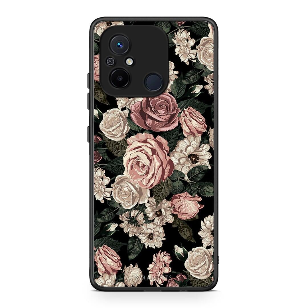 Θήκη Xiaomi Poco C55 Flower Wild Roses από τη Smartfits με σχέδιο στο πίσω μέρος και μαύρο περίβλημα | Xiaomi Poco C55 Flower Wild Roses Case with Colorful Back and Black Bezels