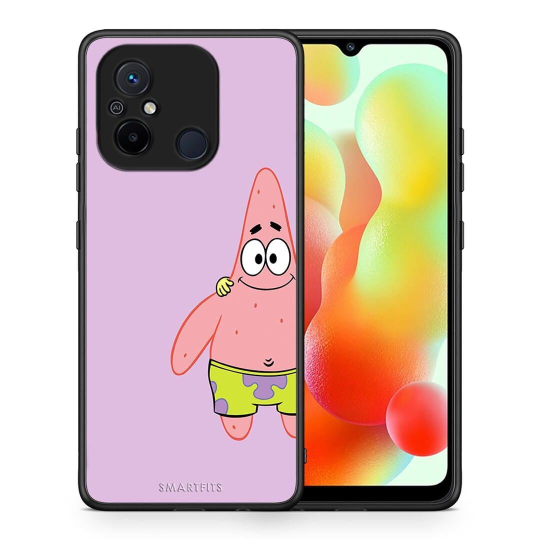 Θήκη Xiaomi Poco C55 Friends Patrick από τη Smartfits με σχέδιο στο πίσω μέρος και μαύρο περίβλημα | Xiaomi Poco C55 Friends Patrick Case with Colorful Back and Black Bezels