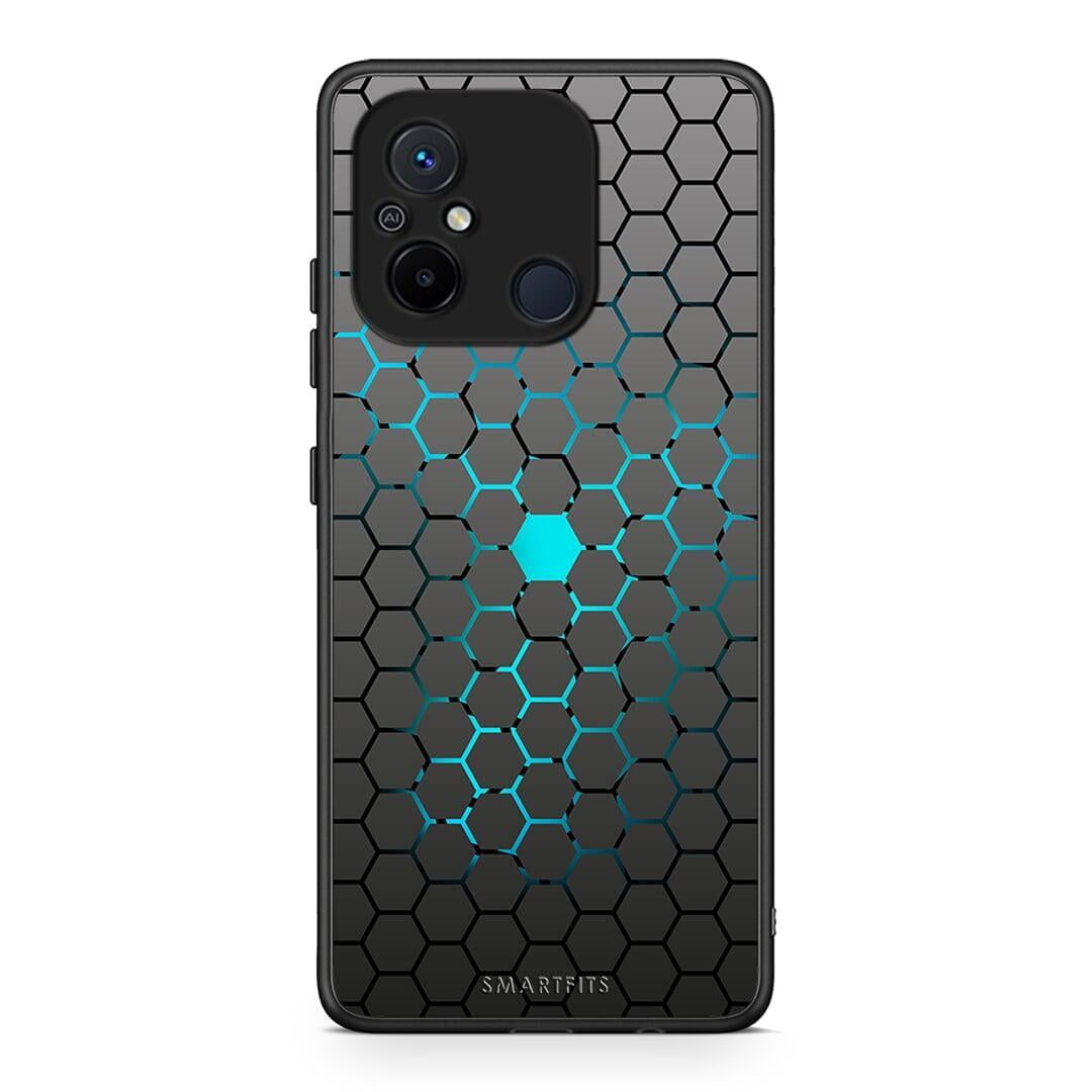 Θήκη Xiaomi Poco C55 Geometric Hexagonal από τη Smartfits με σχέδιο στο πίσω μέρος και μαύρο περίβλημα | Xiaomi Poco C55 Geometric Hexagonal Case with Colorful Back and Black Bezels