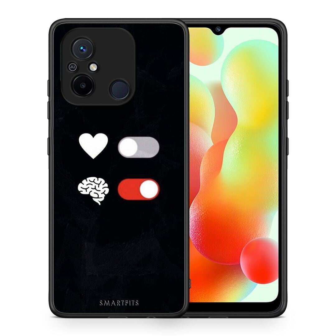 Θήκη Xiaomi Poco C55 Heart Vs Brain από τη Smartfits με σχέδιο στο πίσω μέρος και μαύρο περίβλημα | Xiaomi Poco C55 Heart Vs Brain Case with Colorful Back and Black Bezels