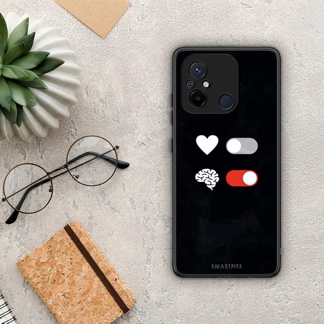 Θήκη Xiaomi Poco C55 Heart Vs Brain από τη Smartfits με σχέδιο στο πίσω μέρος και μαύρο περίβλημα | Xiaomi Poco C55 Heart Vs Brain Case with Colorful Back and Black Bezels