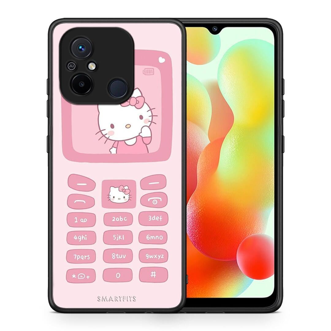 Θήκη Xiaomi Poco C55 Hello Kitten από τη Smartfits με σχέδιο στο πίσω μέρος και μαύρο περίβλημα | Xiaomi Poco C55 Hello Kitten Case with Colorful Back and Black Bezels