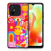 Thumbnail for Θήκη Xiaomi Poco C55 Hippie Love από τη Smartfits με σχέδιο στο πίσω μέρος και μαύρο περίβλημα | Xiaomi Poco C55 Hippie Love Case with Colorful Back and Black Bezels