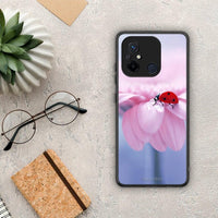 Thumbnail for Θήκη Xiaomi Poco C55 Ladybug Flower από τη Smartfits με σχέδιο στο πίσω μέρος και μαύρο περίβλημα | Xiaomi Poco C55 Ladybug Flower Case with Colorful Back and Black Bezels