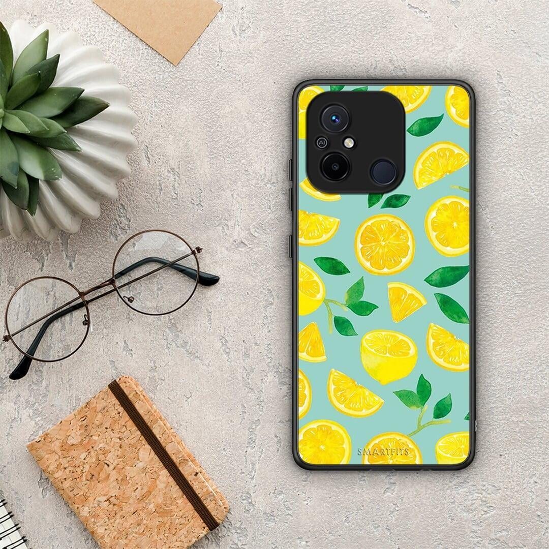 Θήκη Xiaomi Poco C55 Lemons από τη Smartfits με σχέδιο στο πίσω μέρος και μαύρο περίβλημα | Xiaomi Poco C55 Lemons Case with Colorful Back and Black Bezels