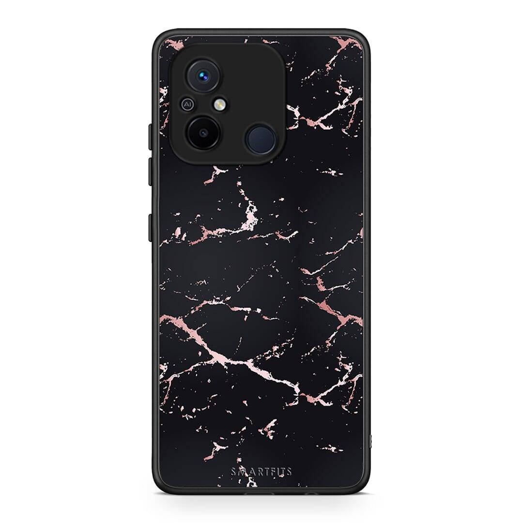 Θήκη Xiaomi Poco C55 Marble Black Rosegold από τη Smartfits με σχέδιο στο πίσω μέρος και μαύρο περίβλημα | Xiaomi Poco C55 Marble Black Rosegold Case with Colorful Back and Black Bezels