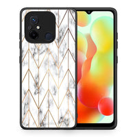 Thumbnail for Θήκη Xiaomi Poco C55 Marble Gold Geometric από τη Smartfits με σχέδιο στο πίσω μέρος και μαύρο περίβλημα | Xiaomi Poco C55 Marble Gold Geometric Case with Colorful Back and Black Bezels