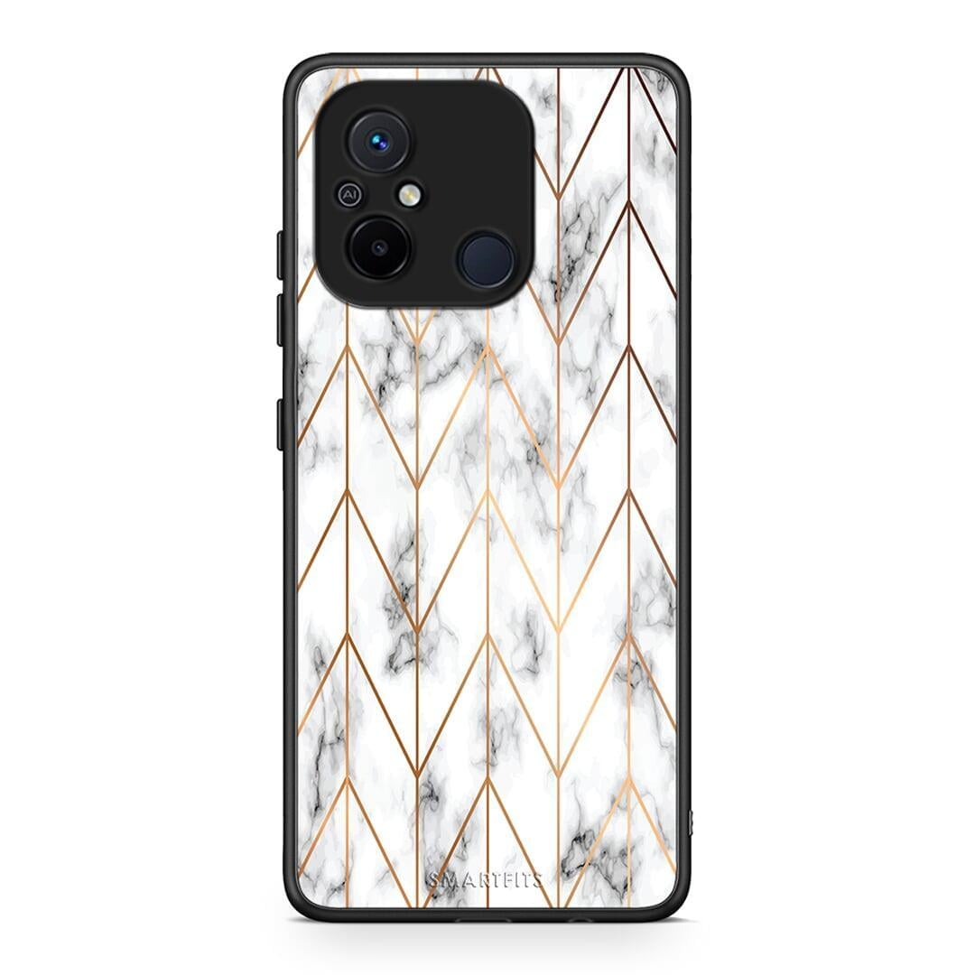 Θήκη Xiaomi Poco C55 Marble Gold Geometric από τη Smartfits με σχέδιο στο πίσω μέρος και μαύρο περίβλημα | Xiaomi Poco C55 Marble Gold Geometric Case with Colorful Back and Black Bezels