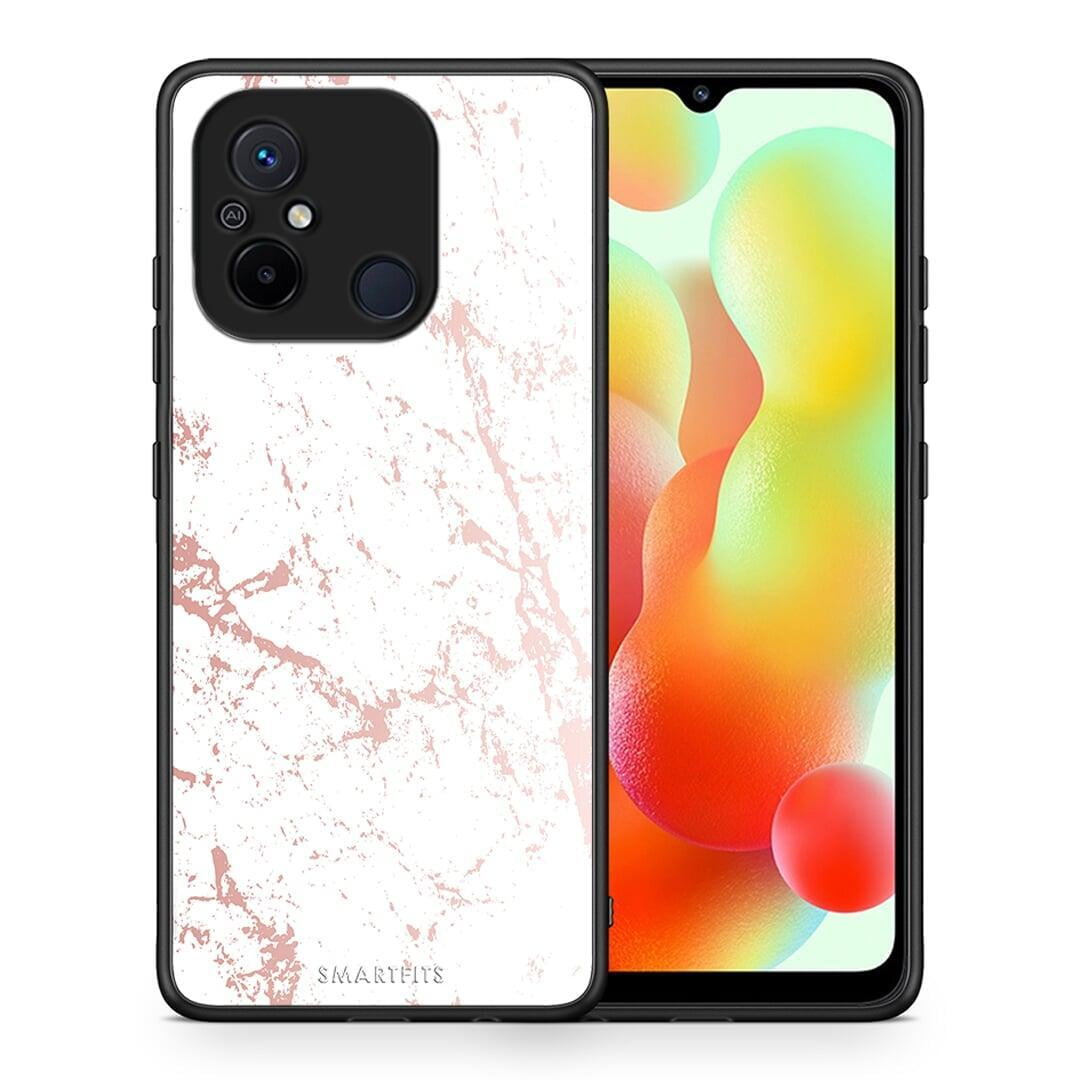 Θήκη Xiaomi Poco C55 Marble Pink Splash από τη Smartfits με σχέδιο στο πίσω μέρος και μαύρο περίβλημα | Xiaomi Poco C55 Marble Pink Splash Case with Colorful Back and Black Bezels