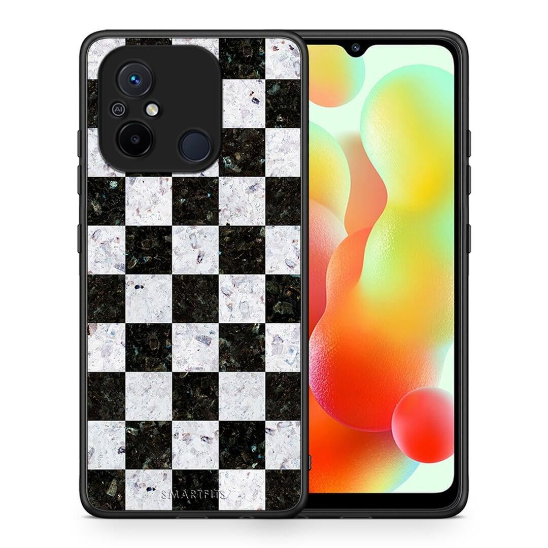 Θήκη Xiaomi Poco C55 Marble Square Geometric από τη Smartfits με σχέδιο στο πίσω μέρος και μαύρο περίβλημα | Xiaomi Poco C55 Marble Square Geometric Case with Colorful Back and Black Bezels