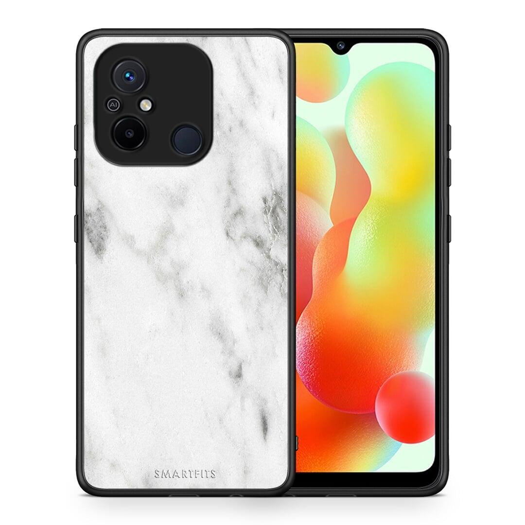 Θήκη Xiaomi Poco C55 Marble White από τη Smartfits με σχέδιο στο πίσω μέρος και μαύρο περίβλημα | Xiaomi Poco C55 Marble White Case with Colorful Back and Black Bezels