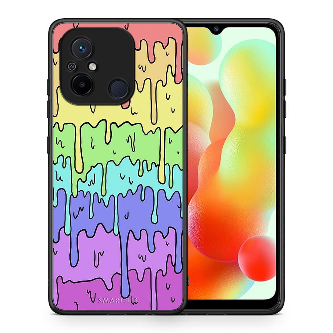 Θήκη Xiaomi Poco C55 Melting Rainbow από τη Smartfits με σχέδιο στο πίσω μέρος και μαύρο περίβλημα | Xiaomi Poco C55 Melting Rainbow Case with Colorful Back and Black Bezels