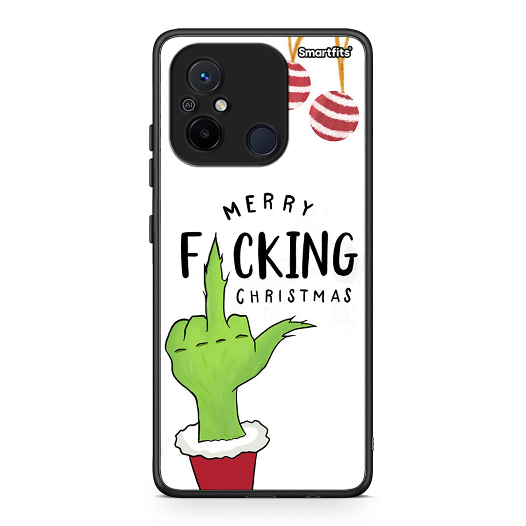 Θήκη Xiaomi Poco C55 Merry F Xmas από τη Smartfits με σχέδιο στο πίσω μέρος και μαύρο περίβλημα | Xiaomi Poco C55 Merry F Xmas Case with Colorful Back and Black Bezels