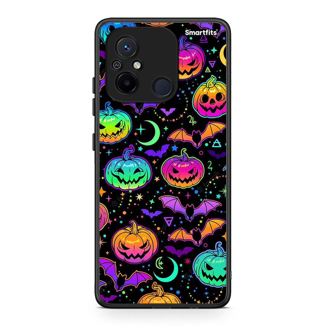 Θήκη Xiaomi Poco C55 Neon Halloween από τη Smartfits με σχέδιο στο πίσω μέρος και μαύρο περίβλημα | Xiaomi Poco C55 Neon Halloween Case with Colorful Back and Black Bezels