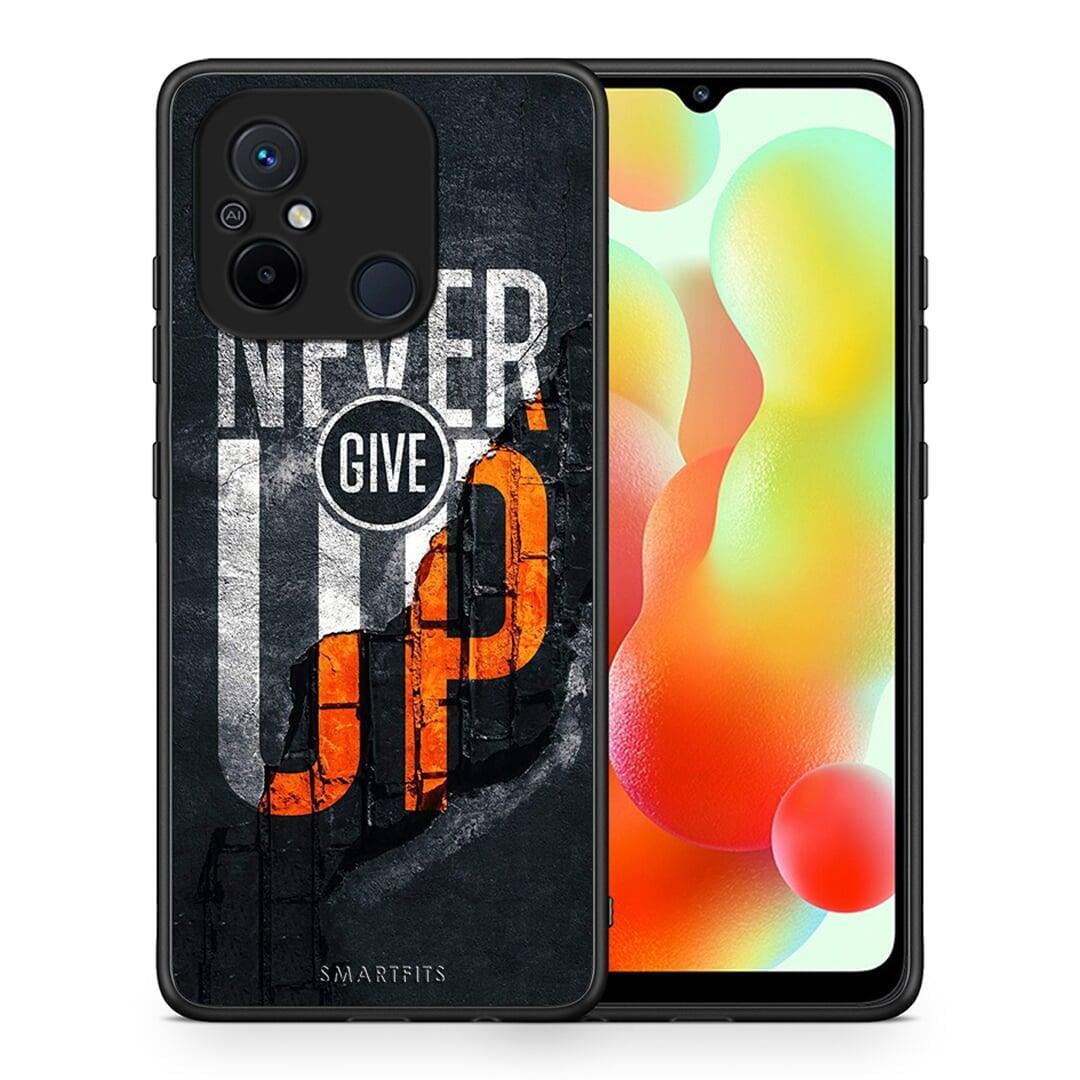 Θήκη Xiaomi Poco C55 Never Give Up από τη Smartfits με σχέδιο στο πίσω μέρος και μαύρο περίβλημα | Xiaomi Poco C55 Never Give Up Case with Colorful Back and Black Bezels