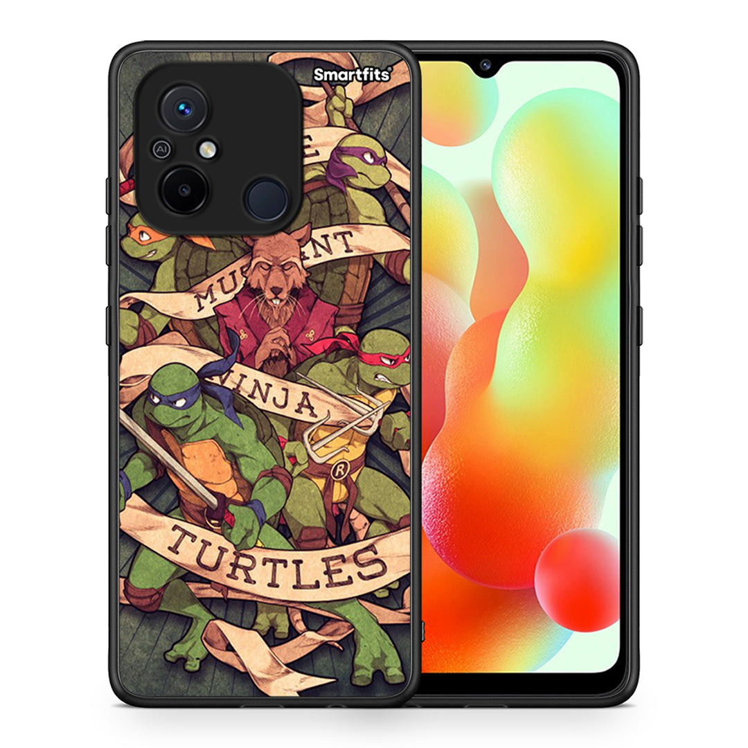 Θήκη Xiaomi Poco C55 Ninja Turtles από τη Smartfits με σχέδιο στο πίσω μέρος και μαύρο περίβλημα | Xiaomi Poco C55 Ninja Turtles Case with Colorful Back and Black Bezels